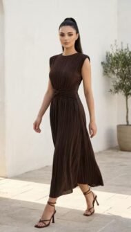 DANIEL pleated dress with waist detail - Image 2