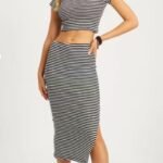 Women's Black Striped Skirt