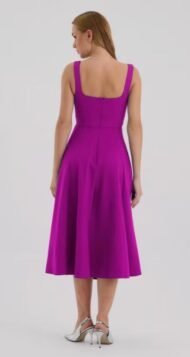 Double Dress with Square Collar Midi Length - Image 3