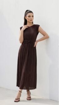 DANIEL pleated dress with waist detail