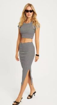Women's Black Striped Skirt - Image 2