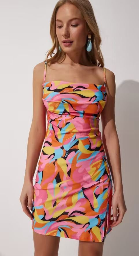 3d430fefabc4b01738e28703bf2a57ca.jpg Women's Pink Orange Floral Ruffle Collar Mini Sandy Knitted Dress - Image 1