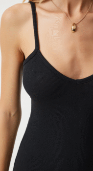 Women's Knitted Black Dress with Slit - Image 2
