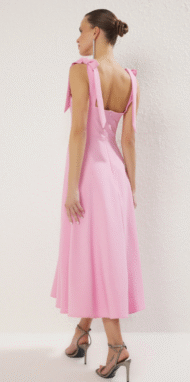 Pink Strapless A-line Lace Detailed Woven Evening Dress Graduation Night Dress - Image 2
