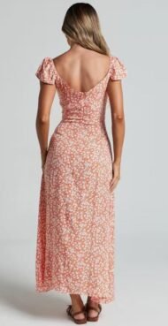 Long dress with orange pattern - Image 3