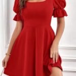 Women's Mini Length Balloon Crepe Dress