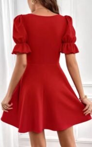 Women's Mini Length Balloon Crepe Dress - Image 3