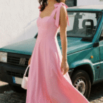 Pink Strapless A-line Lace Detailed Woven Evening Dress Graduation Night Dress