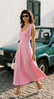Pink Strapless A-line Lace Detailed Woven Evening Dress Graduation Night Dress