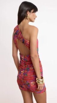 Colorful dress with floral pattern, short elegant evening graduation dress - Image 3